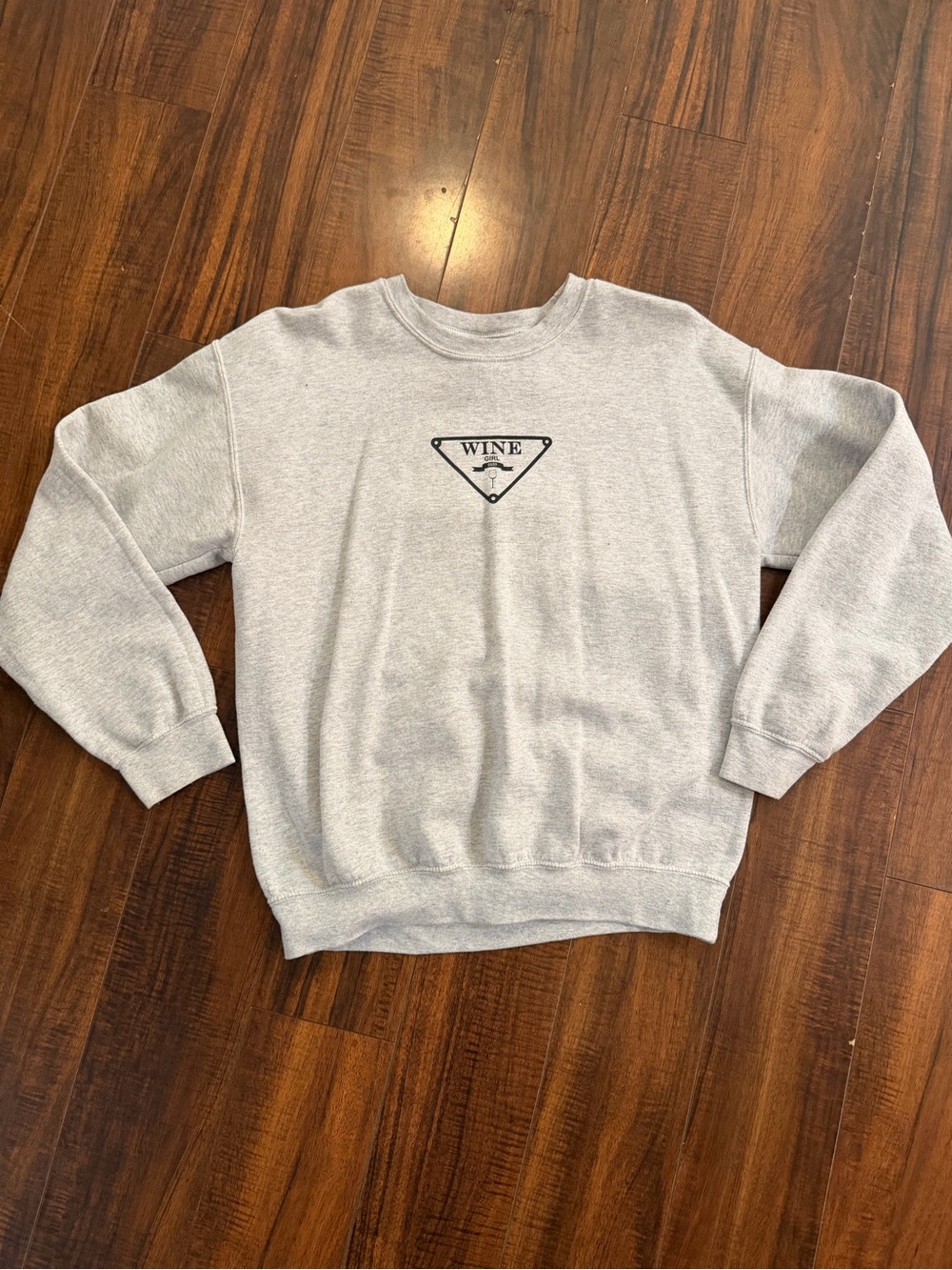 Light Gray 'Wine' Graphic Crewneck Sweater